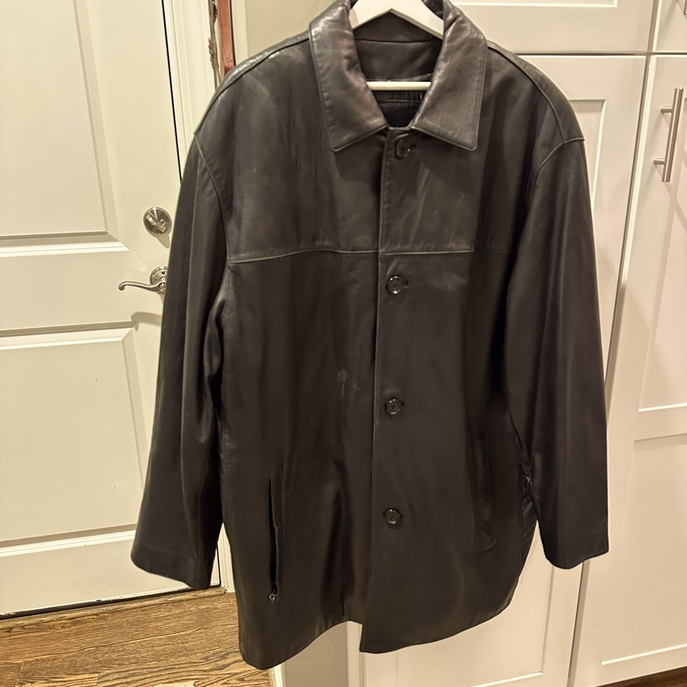 Men's 100% Black Leather Jacket XL